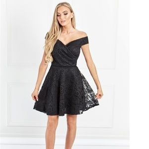 Martina black Lace Bardot Prom Dress
